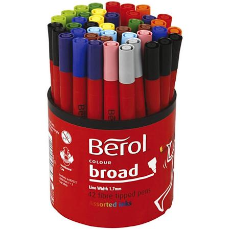 Berol Colourbroad, lijndikte: 1,7 mm, d: 10 mm, kleuren assorti, broad, 42stuks