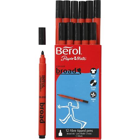 Berol Colourbroad, lijndikte: 1,7 mm, d: 10 mm, zwart, 12stuks
