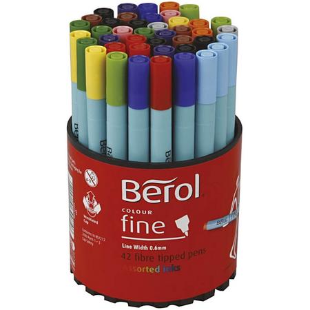 Berol Colourfine, lijndikte: 0,6 mm, d: 10 mm, kleuren assorti, fine, 42stuks