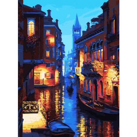 Best Pause Avond in Venetië - Schilderen op nummer - 40x50 cm - DIY Hobby Pakket