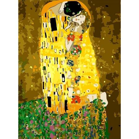 Best Pause De Kus van Gustav Klimt - Schilderen op nummer - 40x50 cm - DIY Hobby Pakket