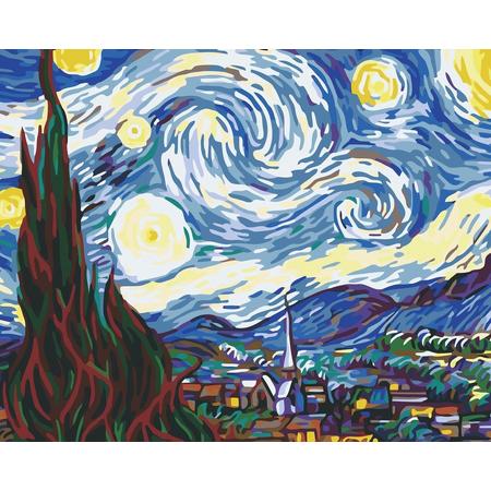 Best Pause De Sterrennacht van Vincent van Gogh - Schilderen op nummer - 40x50 cm - DIY Hobby Pakket