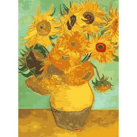Best Pause Zonnebloemen van Vincent van Gogh - Schilderen op nummer - 40x50 cm - DIY Hobby Pakket