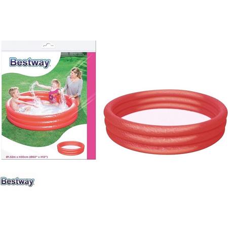 Bestway - Zwembad - 152 x 30 cm - Opblaas - 3 ringen - 282 liter - Rood - Zwembad - Rond