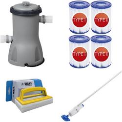   - Zwembadstofzuiger AquaReach & Filterpomp 3028 L/u & 4 Filters Type II & WAYS Scrubborstel