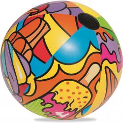   De felle kleuren van deze strandbal spreken tot de verbeelding. Grote bal voor kinderen vanaf 3 jaar. Afmeting: Ø 63,5 cm.