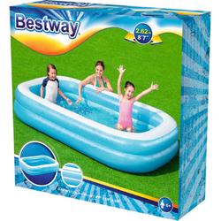 Bestway Gezinszwembad rechthoekig opblaasbaar 262x175x51 cm blauw wit