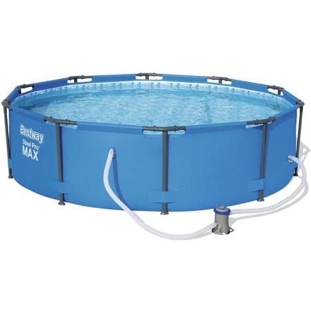 Bestway Steel zwembad - Familiezwembad - Frame Pool - Complete set - Rond zwembad met stalen frame en filterpomp - Zwembaden - 305 x 76 cm - Blauw