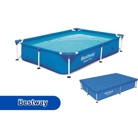 Bestway rechthoekig zwembad - duo set -  inclusief passend afdekzeil - 220 x 150 x 43