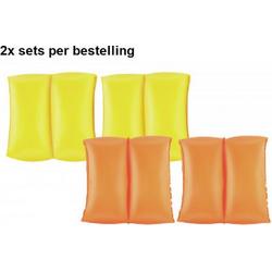   watervleugels 20cm x 20cm - 2 kleuren - Geel en Orange - 2x sets zwembandjes - drijfbandjes - voor de leeftijd 3 - 6 jaar oud