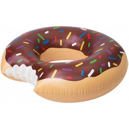 Opblaasbaar XXL Donut Zwemband 100 x 100 CM - Water Speelgoed Eten Bruin - Voor kinderen of Volwassenen Groot