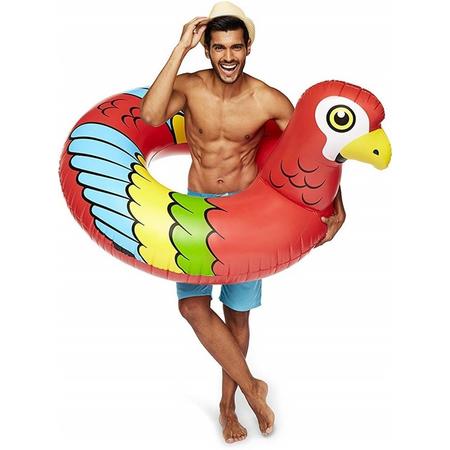 Opblaasbare ara papegaai zwemband 120 cm speelgoed - Grote opblaasdieren - XXL formaat zwemring - Waterspeelgoed