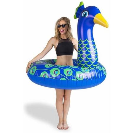 Opblaasbare pauw zwemband 120 cm speelgoed - Grote opblaasdieren - XXL formaat zwemring - Waterspeelgoed