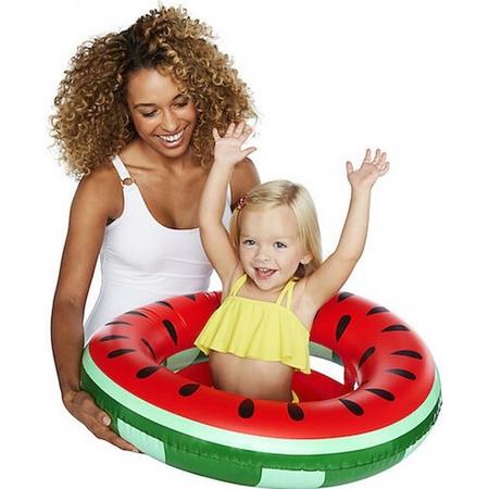 Opblaasbare watermeloen baby float 68 cm - 1-3 jaar - Tot 20 kg - Opblaas veiligheid zwemring voor babys/babies - Waterspeelgoed