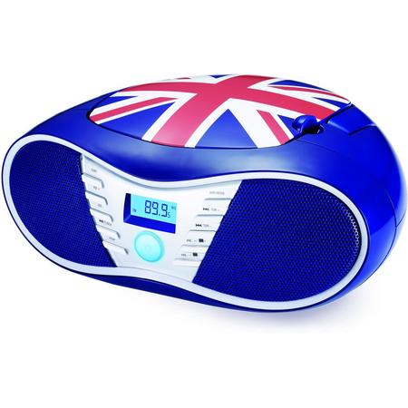 Bigben CD58GB Portable Radio/CD Speler Great Britain met USB - Rood, Blauw