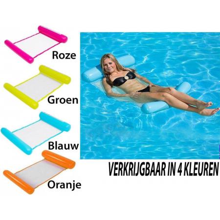 Waterhangmat - Opblaasbaar lounge luchtbed – hoofdsteun - Zwembad luchtbed - Water hangmat - hangmat - zwemmen - waterspeelgoed - zwembad spelletjes - Groen
