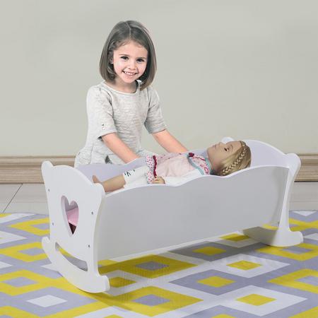 White wooden doll bed 50cm long