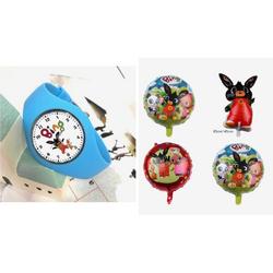 Bing horloge blauw inclusief 4 folie ballonnen, feestpakket, verjaardag, kado