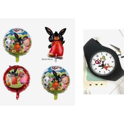 Bing horloge zwart  inclusief 4 folie ballonnen, verjaardag pakket, kado