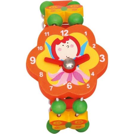Bino Horloge Fee Junior 8 X 4 Cm Hout Oranje/groen