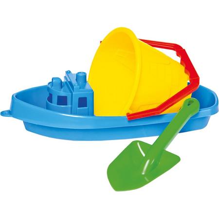 Bino Strandspeelset Boot Junior 40 Cm Blauw/geel/groen