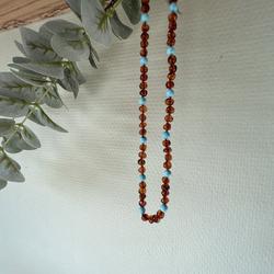 Blij Kind - amber - ketting - volwassen - 50 cm - turquoise