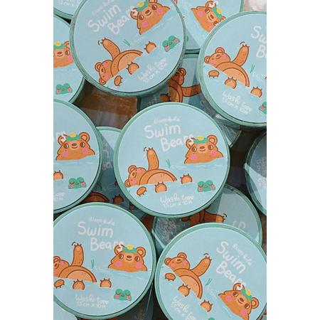 Swim Bears Washi tape / Cute en Kawaii Stationery / Schattige Japanse decoratieve tape / Beer illustratie