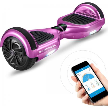 6.5” Premium Hoverboard Bluewheel HX310s - Rose Chrome - Duits kwaliteitsmerk - kinderveiligheidsmodus en app - Bluetooth-luidspreker - sterke dubbele motor - LED-Elektro Skateboard Self Balance Scooter