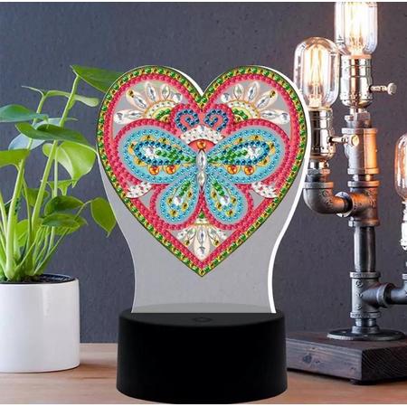 Bodhi Art Diamond Painting LED Lamp Hart met 7 kleuren verlichting