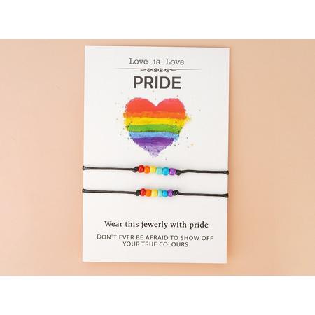 Pride - armbanden set - regenboog - duo - kralenarmband - setje van 2 stuks - Gift - LGBTQ - Gaypride - love is love wish - Equality - Diversity
