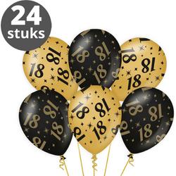 Ballonnen Goud Zwart (24 stuks) - Zwart goud ballonnen pakket - Versiering zwart goud - Metallic ballonnen Black & Gold - Balonnen goud & zwart - Verjaardag versiering 18 Jaar - 24 stuks