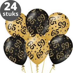 Ballonnen Goud Zwart (24 stuks) - Zwart goud ballonnen pakket - Versiering zwart goud - Metallic ballonnen Black & Gold - Balonnen goud & zwart - Verjaardag versiering 65 Jaar - 24 stuks