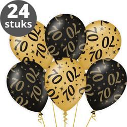 Ballonnen Goud Zwart (24 stuks) - Zwart goud ballonnen pakket - Versiering zwart goud - Metallic ballonnen Black & Gold - Balonnen goud & zwart - Verjaardag versiering 70 Jaar - 24 stuks