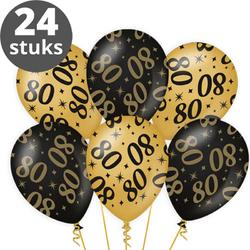Ballonnen Goud Zwart (24 stuks) - Zwart goud ballonnen pakket - Versiering zwart goud - Metallic ballonnen Black & Gold - Balonnen goud & zwart - Verjaardag versiering 80 Jaar - 24 stuks