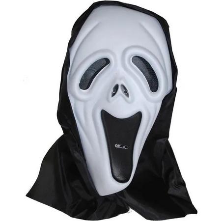 Scream Masker met Kap - Ghostface - Masker Halloween - Masker Horror - Ghostface Mask - Scream Kostuum - Masker voor carnaval - Enge maskers - Eng Masker Scream - Volwassenen - Masker Horror