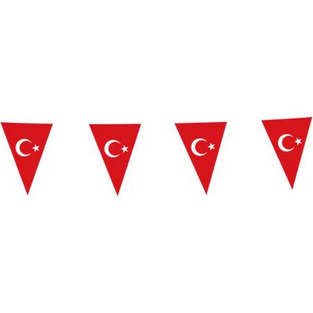Vlaggenlijn Turkije - 10 Meter Turkije - Turkije vlag decoratie - Turkije versiering vlaggetjes - Per stuk 10 meter vlaggenlijn