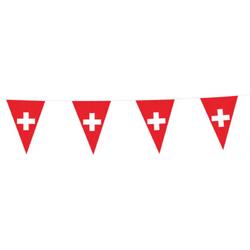 Vlaggenlijn Zwitserland - 10 Meter Zwitserland - Zwitserse vlag decoratie - Zwitserse versiering vlaggetjes - Per stuk 10 meter vlaggenlijn