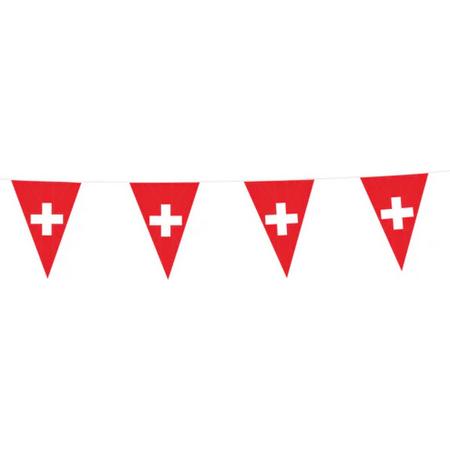 Vlaggenlijn Zwitserland - 10 Meter Zwitserland - Zwitserse vlag decoratie - Zwitserse versiering vlaggetjes - Per stuk 10 meter vlaggenlijn