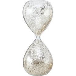 Decoratie zandloper glas zilveren glitters 20 cm - Woondecoraties/woonaccessoires