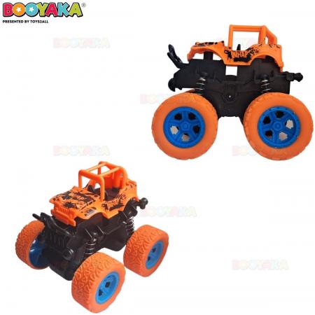 Booyaka® Big wheel stuntauto oranje – Monstertruck – Monster truck - Stunt auto’s – Off road – Buiten speelgoed - Speelgoed auto - Auto Speelgoed Jongens – Stoer – Racen - Springende auto – Race auto - 360º Flip