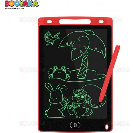 Booyaka® LCD Schrijftablet kinderen rood - 8,5 Inch - Grafische tablet - Grafisch tekenen – Digitaal tekenen- Digitaal tekentablet – Schijftablet voor kinderen – Tekenbord - interactief speelgoed - Writingtablet - Magisch tekenbord