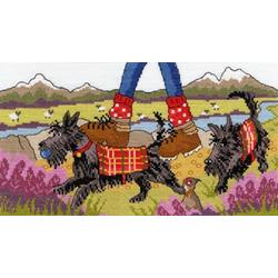 Borduurpakket Highland Walkies om te borduren Borty trreads