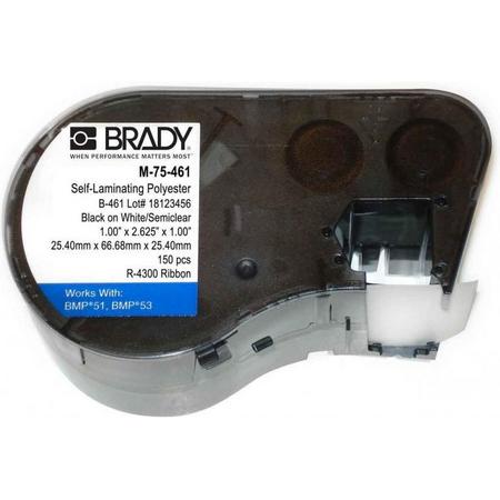 Brady M-75-461 printeretiket Transparant, Wit Zelfklevend printerlabel