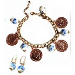 Braembles® - Holland - Oorbellen - Delfts Blauw - Munten - Armband Dames - Delfts blauwe kralen - Armband - Sieraden -