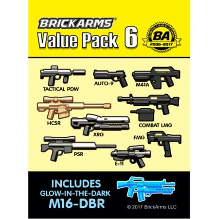 BrickArms Value Pack 6 wapen set voor LEGO Minifigures