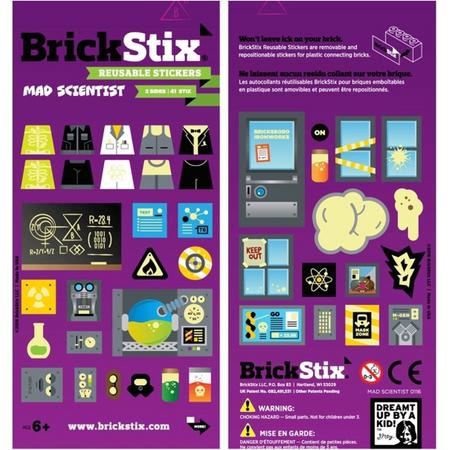 BrickStix 999115 Gekke wetenschapper - herbruikbare stickers voor bouwstenen