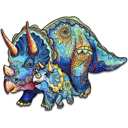 Brickkies®, Triceratops Dinosaurus, Jigsaw puzzle, houten puzzel, A3, maat L, 42 x 31 cm, 300 stukjes