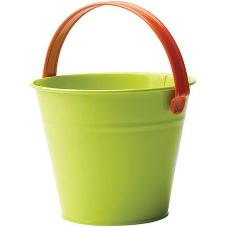 Emmer voor kinderen - Groen met Oranje - Metaal - 13 cm diameter