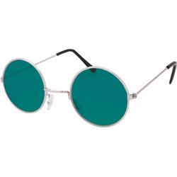 Hippie Flower Power Sixties thema verkleed bril met groene ronde glazen
