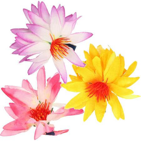 Multipak van 3x stuks tropische haarbloemen op clip 8 cm - Haarspeld/clip